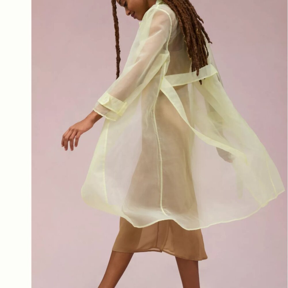 By Anthropologie Sheer Trench Coat , Small , NWT